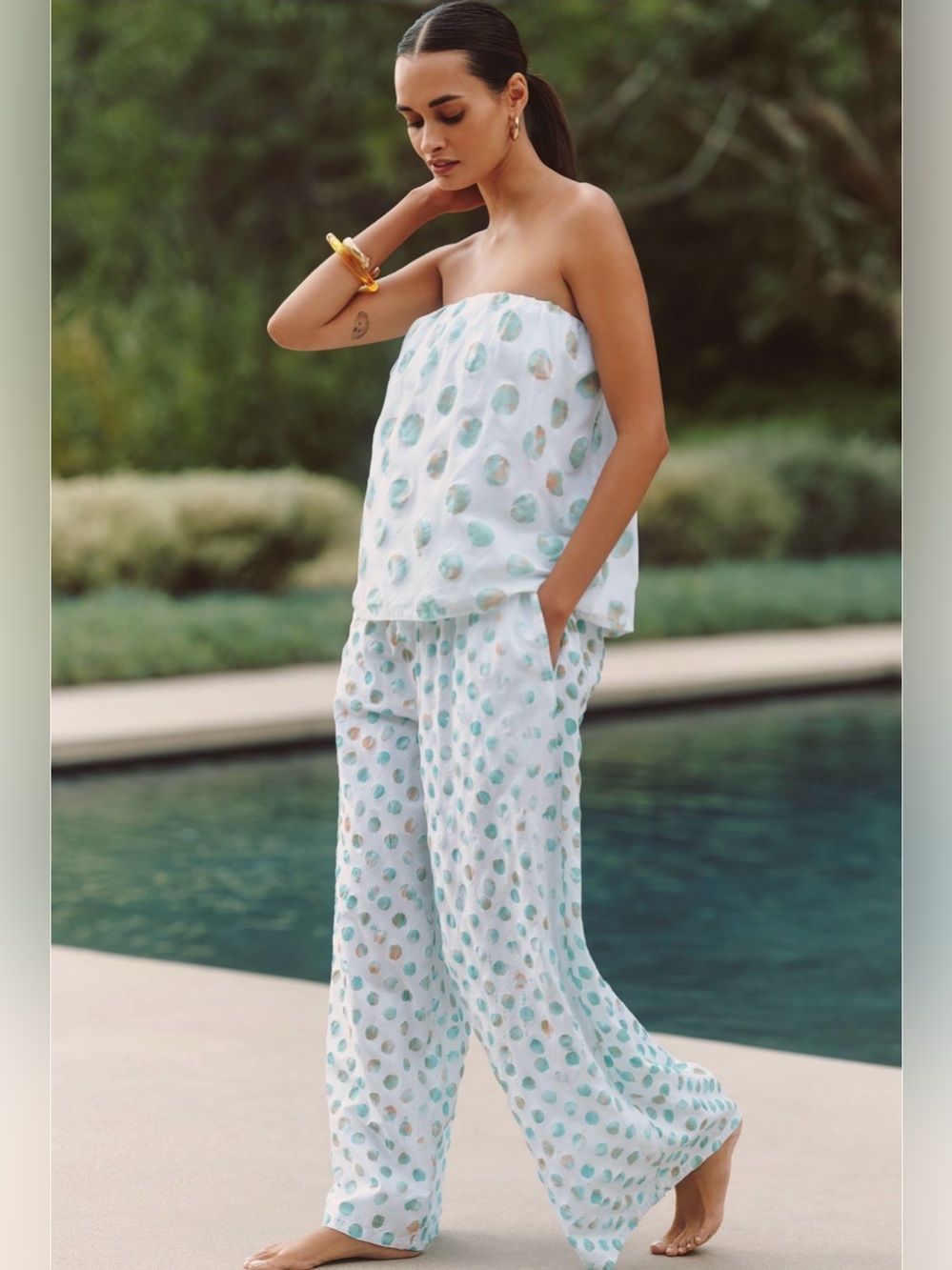 Anthropologie Celandine Wide-Leg Polka Dot Pants NWT
